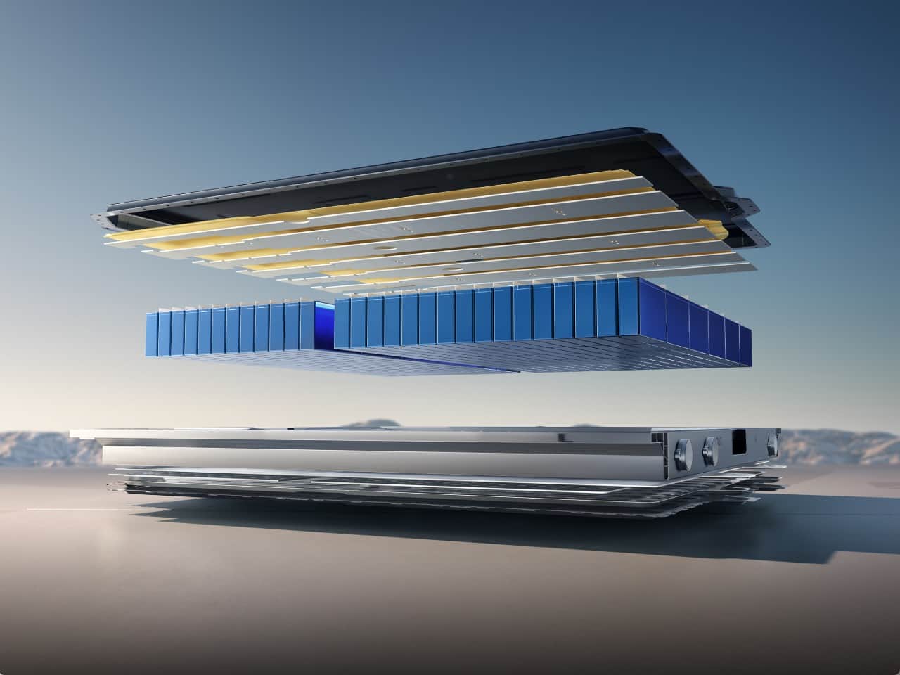 Аккумуляторный блок с трехмерной защитной конструкцией 4-3-4